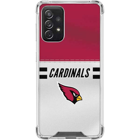NFL Arizona Cardinals White Striped Galaxy A72 5G Clear Case